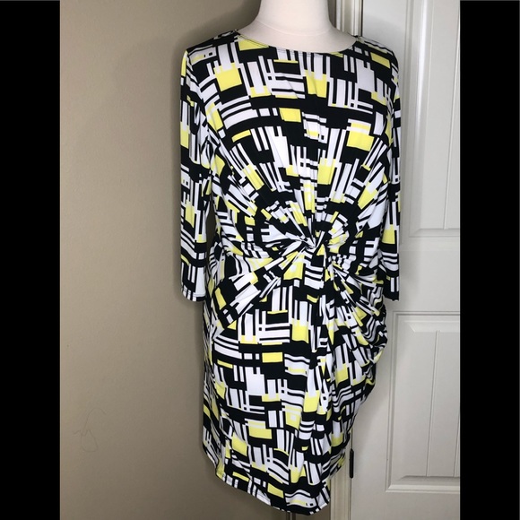 black yellow white dress